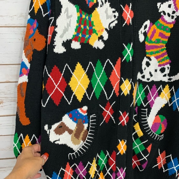 Vintage Chunky Dog Novelty Print Cardigan Sweater - Picture 4 of 8